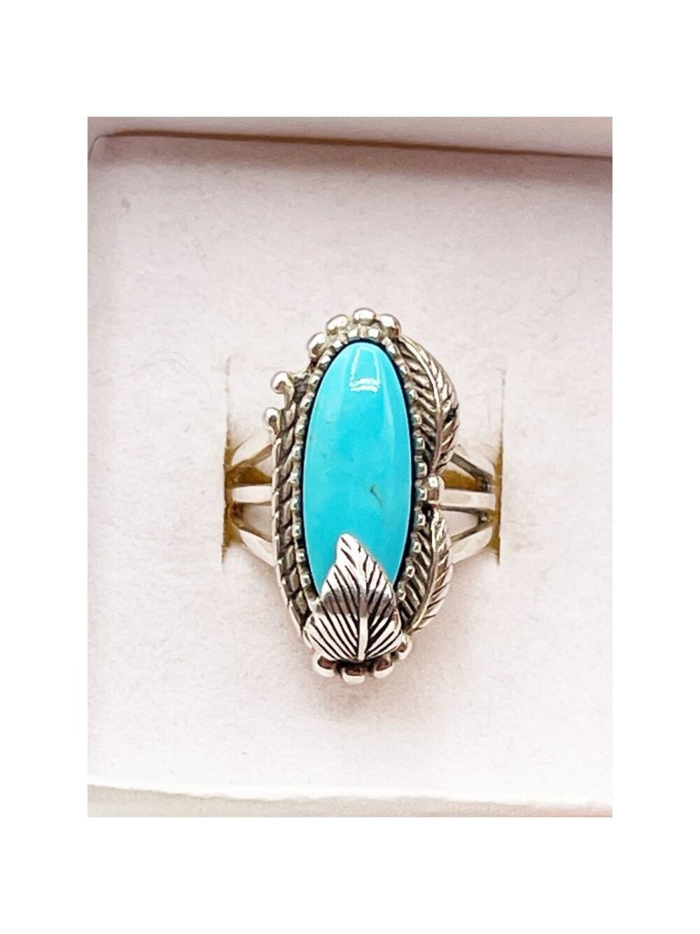 Vintage Carol Felley 925 Sterling Silver Turquoise Ring Size 7 Southwest Boho